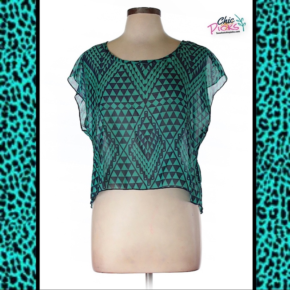 Belle de Jour sheer blouse w Lace back